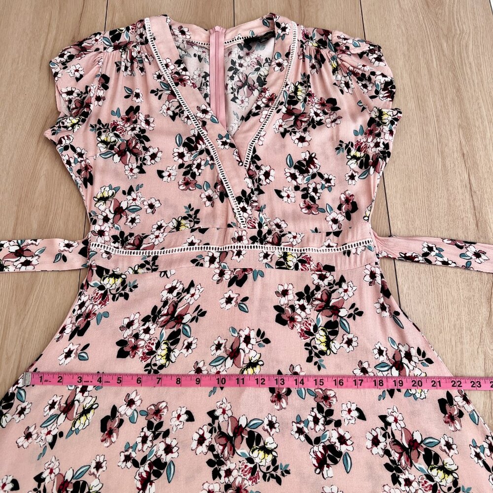 Suzanne Betro Light Pink Floral Short Sleeve Ladder Lace Trim Dress XL / Pin-Up - Picture 12 of 16